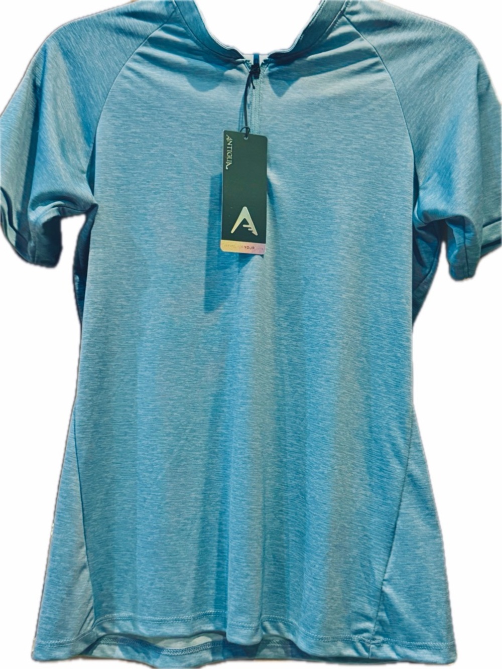 Antigua Women’s Adriatic Blue Heather Golf 1/4- Zip Performance Shirt NWT size M